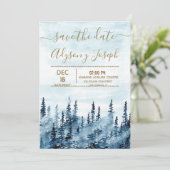 De Blauwe Bos Waterverf Save The Date Kaart (Staand voorkant)