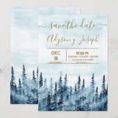 De Blauwe Bos Waterverf Save The Date Kaart (Voorkant / Achterkant)