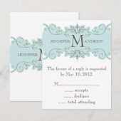 De blauwe Bruine Kaarten van het Huwelijk RSVP van Kaartje (Voorkant / Achterkant)