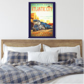 De blauwe Comet Train Wrapped Canvas afdrukken (Insitu (Slaapkamer))