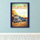 De blauwe Comet Train Wrapped Canvas afdrukken (Insitu (Houten vloer))