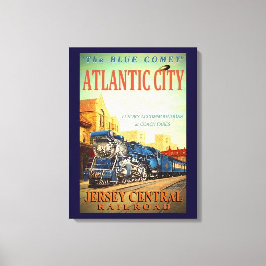 De blauwe Comet Train Wrapped Canvas afdrukken (Voorkant)