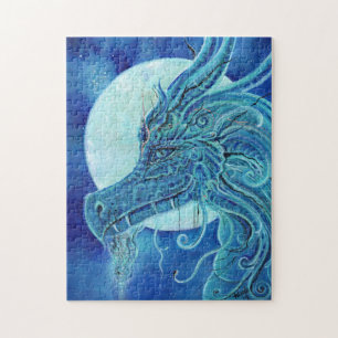 De blauwe drakenkeepaardpuzzel van Renee Legpuzzel