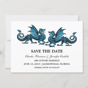 De blauwe Elegant Dragons sparen de Datum uitnodig Save The Date