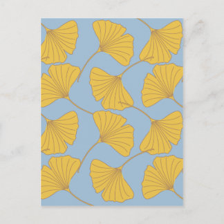De blauwe en Gouden Bladeren van Ginkgo Ginko Briefkaart