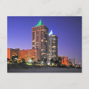 De blauwe en groene diamanttorens, Miami Beach Briefkaart