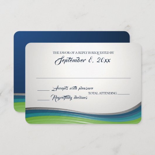 De Blauwe en Groene Reactie van de Staalgolf RSVP Kaartje (Voorkant / Achterkant)