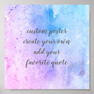 de blauwe en paarse douane voegt uw citaatwaterver poster