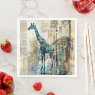 De Blauwe Giraffe In Parijs Papieren Servetten