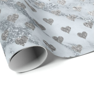 De blauwe Grijze Zilveren Marmeren Confettien van Cadeaupapier
