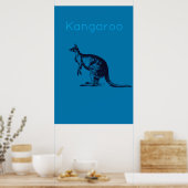 De blauwe Kangaroo Modern Wall Art Poster (Keuken)