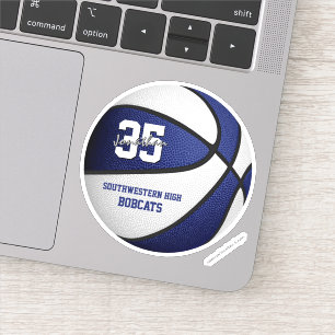 de blauwe kleuren van het witte basketbalteam gepe sticker
