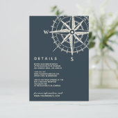 De blauwe kompas | Details van de bruiloft Kaart (Staand voorkant)