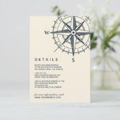 De blauwe kompas | Details van de bruiloft Kaart (Staand voorkant)
