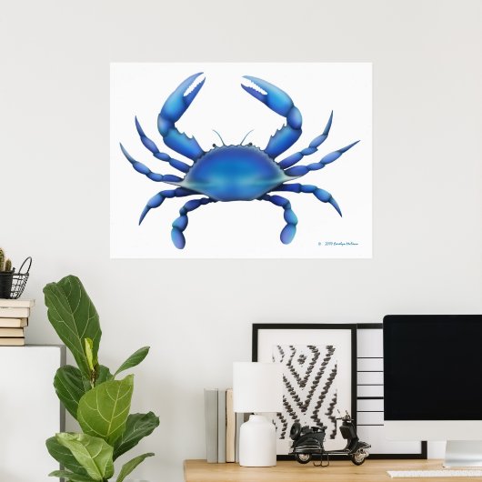 De blauwe krab afdrukken poster (Thuiskantoor)