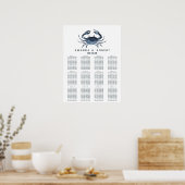 De blauwe krab | Nautical Wedding Seating Chart Poster (Keuken)
