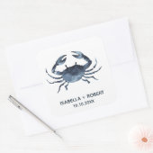 De blauwe krab | Weddenschapsmonogram Vierkante Sticker (Envelop)