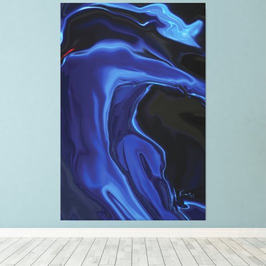 De blauwe kus canvas afdruk (Insitu (Houten vloer))