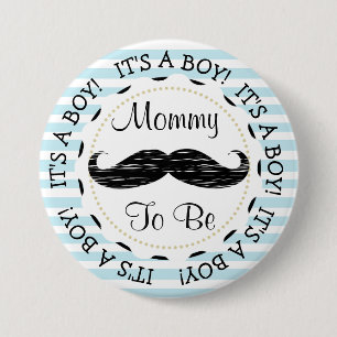 De blauwe Mama van Strepen om het Baby shower van Ronde Button 7,6 Cm