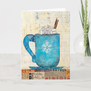 De blauwe Mok van Kerstmis Feestdagen Kaart