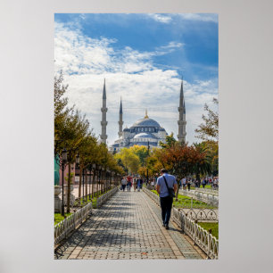 De blauwe moskee in Istanbul Poster