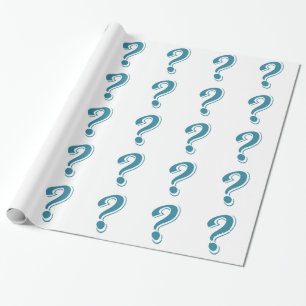 DE BLAUWE NIEUWSGIERIGE GRAFIEK VAN HET VRAAGTEKEN CADEAUPAPIER