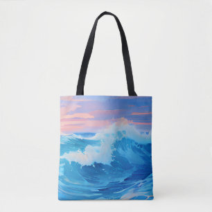 De blauwe oceaan bij zonsondergang draagtas
