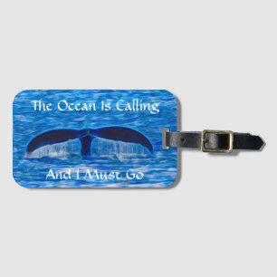 De blauwe Oceaan van de walvis roept Bagagelabel