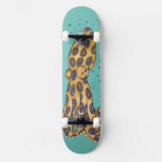 De blauwe Octopus van de Ring en de Bubbles Kunst Skateboard