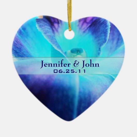 De blauwe orchidee bruiloft keramisch ornament (Voorkant)