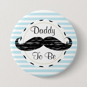 De blauwe Papa van Strepen om het Baby shower van Ronde Button 7,6 Cm
