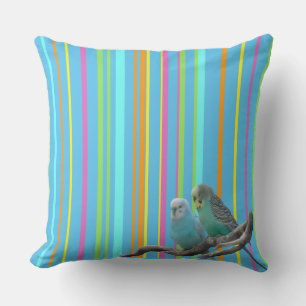 De blauwe Parakeets Stripes Patrooncust. Sierkusse Kussen