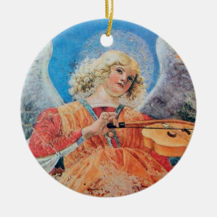 De Blauwe Saffier van de ENGEL van KERSTMIS Keramisch Ornament
