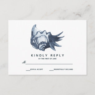 De blauwe schelp Bruiloft RSVP Kaartje