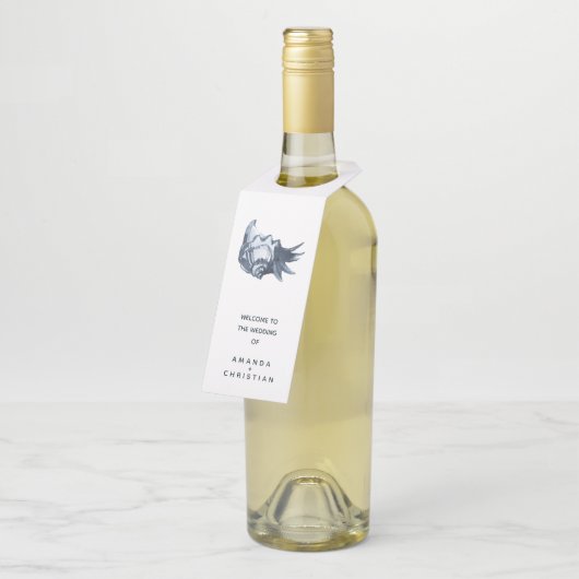 De blauwe schelp | BRUILOFT WELKOM GAST Flessenhanger (Schuin)