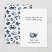 De blauwe schelp | Nautical Wedding table place Kaart (Voorkant / Achterkant)