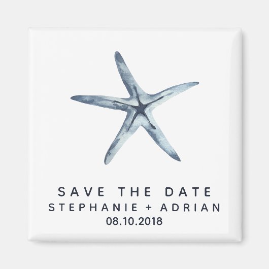 De blauwe schelp | Weddenschap Save the Date Favor Magneet (Voorkant)