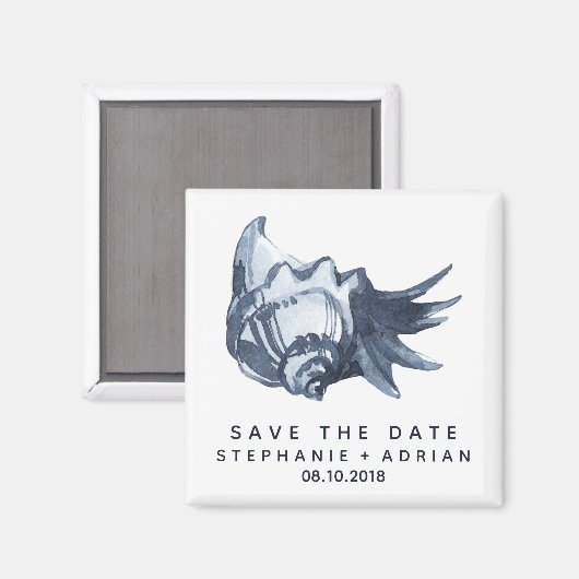 De blauwe schelp | Weddenschap Save the Date Favor Magneet (Voorkant / Achterkant)