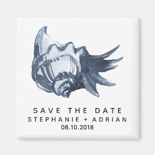 De blauwe schelp Weddenschap Save the Date Favor Magneet