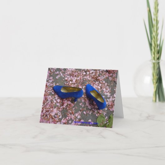 DE BLAUWE SCHOENEN NOTECARD KAART (Voorkant)