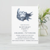 De blauwe Seashell Nautical Birthday, Kaart (Staand voorkant)