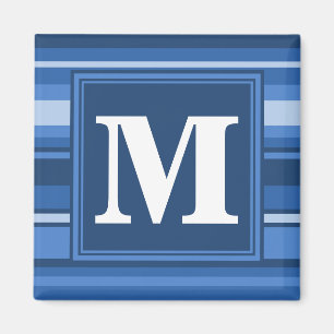 De blauwe strepen van het monogram magneet