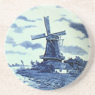 De Blauwe Tegel van vintage Antiek Delft - Zandsteen Onderzetter