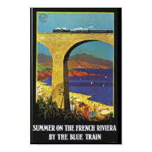 De blauwe trein op het Franse Poster van Riviera