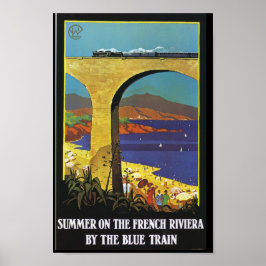 De blauwe trein op het Franse Poster van Riviera
