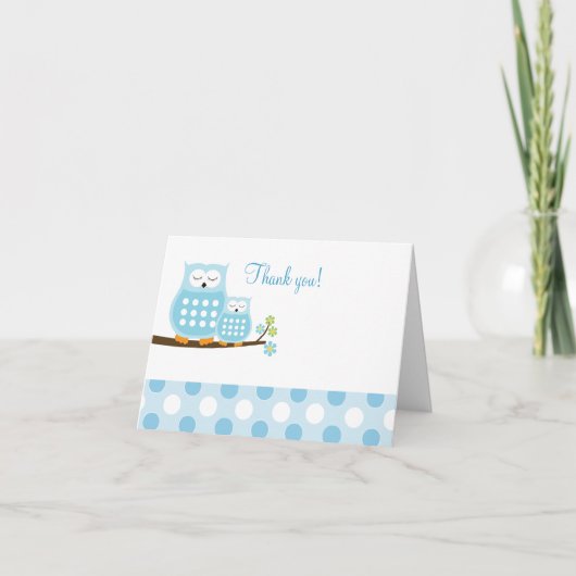 De blauwe Uilen van het Krasgeluid op Tak danken u Bedankkaart (Voorkant)