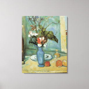 De Blauwe Vaas (Bloemen en Fruit) van Paul Cezanne Canvas Afdruk