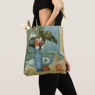 De Blauwe Vaas (Bloemen en Fruit) van Paul Cezanne Draagtas