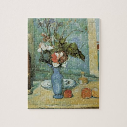 De blauwe vaas (Bloemen en fruit) van Paul Cezanne Legpuzzel (Verticaal)