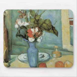 De blauwe vaas (Bloemen en fruit) van Paul Cezanne Muismat